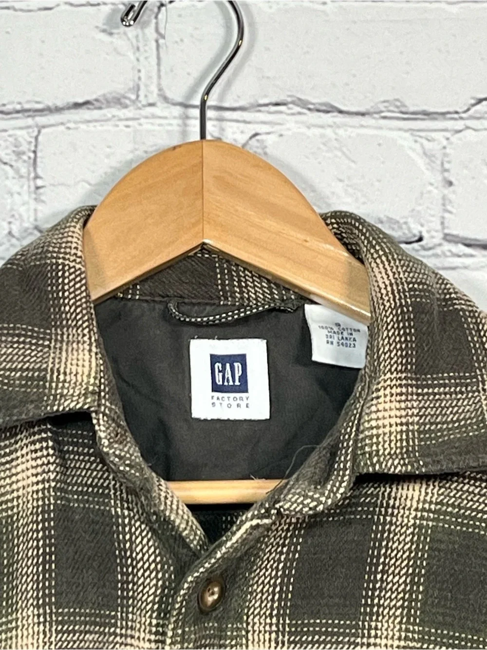 Gap Flannel Shacket Button Up Shirt Mens Size Small Green Thick Pockets